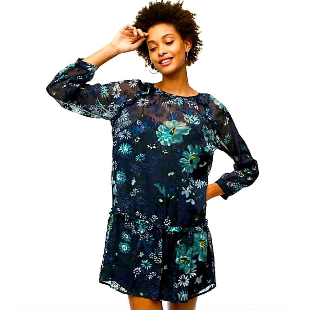 LOFT Garden Floral Flounce Dress